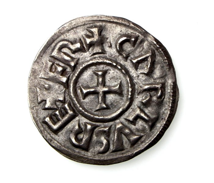 Carolingians Charles the Bald Silver Denier 840-877AD Melle mint-19987