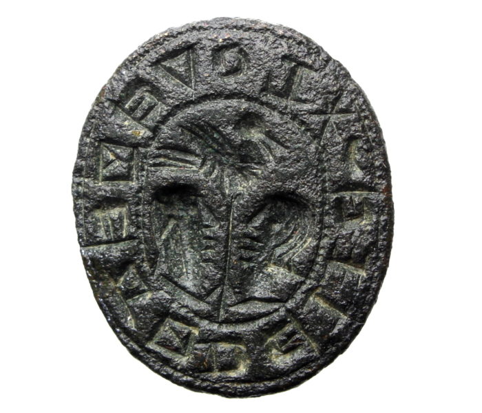 Medieval Bronze Seal Matrix - Love me Ande I Thee