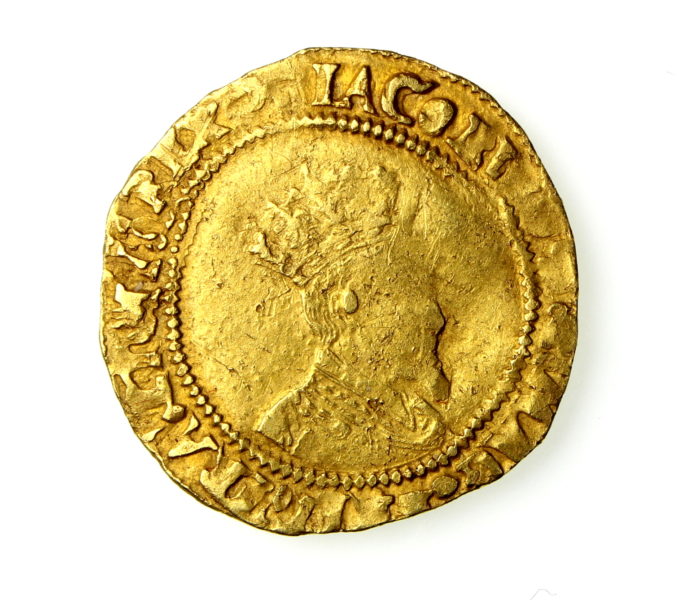 James I Gold Britain Crown 1603-25AD Second coinage, Third bust mm. key