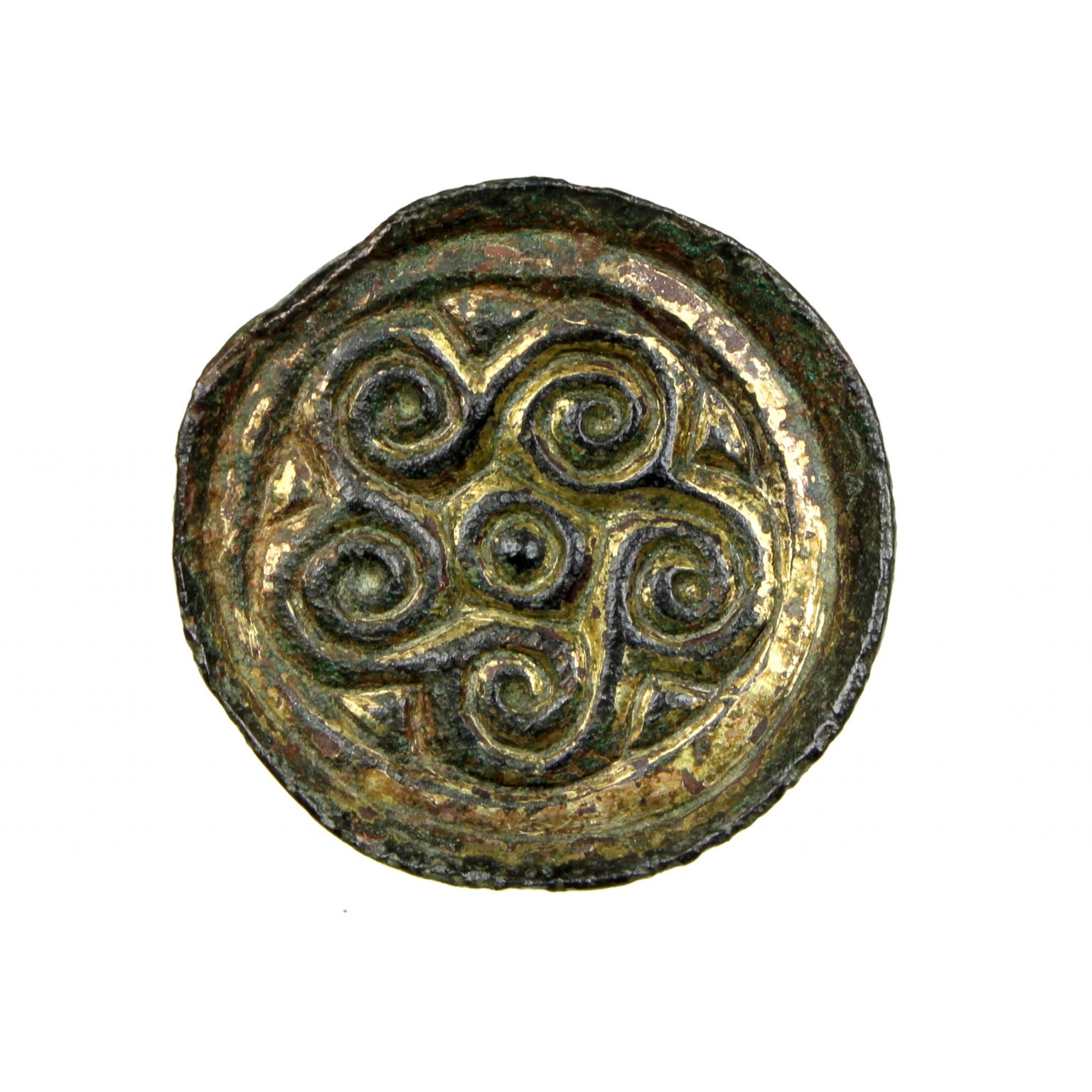 Anglo Saxon Bronze Chipcarved & Gilded Saucer Brooch 6th7th Century