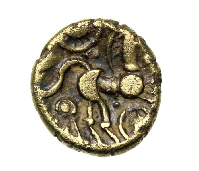 Belgae 1st Century BC Gold Quarter Stater Petersfield Wreath Face type
