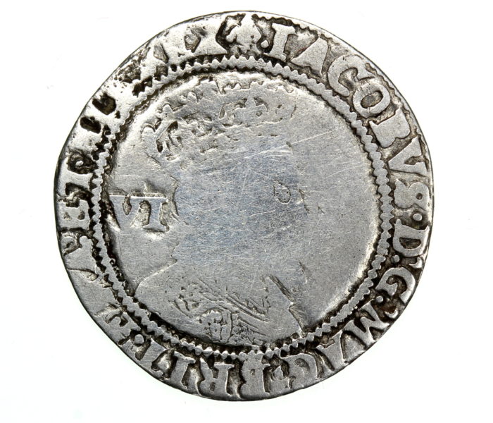 James I AD 1603-1625 Silver Sixpence 1605AD mm. Lis Gunpowder Plot