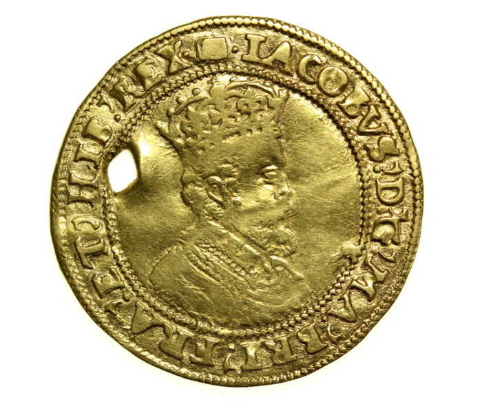 James I 1603-1625AD Gold Double Crown 5th bust mm. Book on lectern