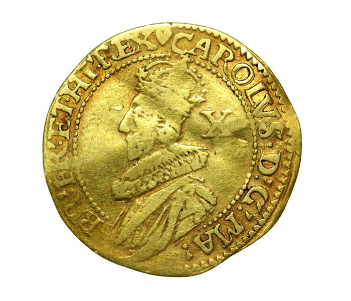 Charles I 1625-1649AD Gold Double Crown, mm. Heart