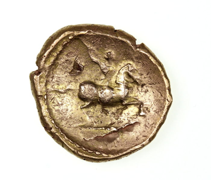 Atrebates Tincomarus 25BC-10AD Gold Stater Tincomarus Warrior TINCO, very rare