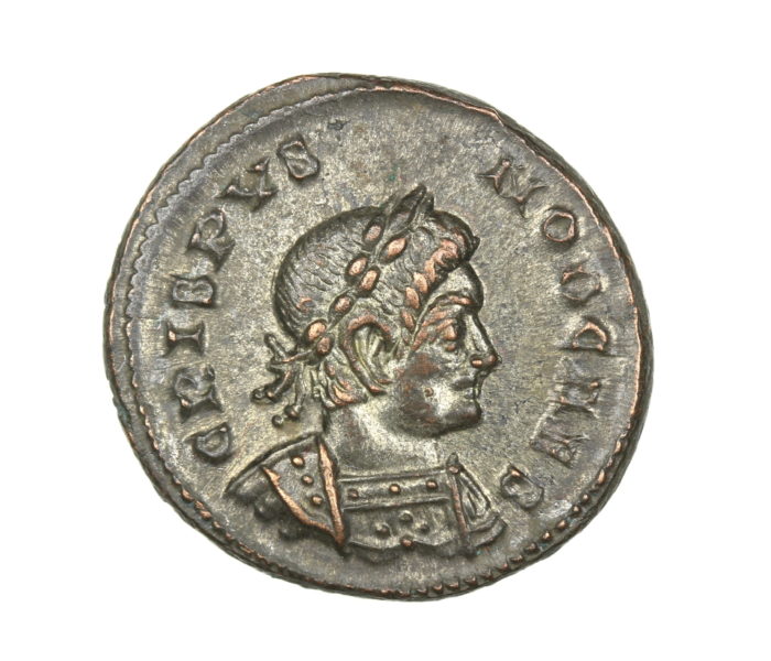 Crispus AD 316-326 Silvered Follis, Lugdunum mint