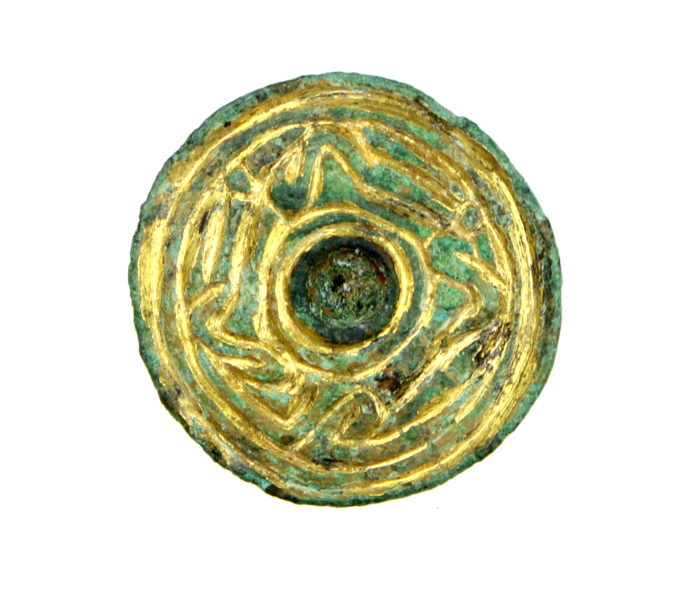 Anglo Saxon Bronze Gilded Chip-carved Mount 7th/8th Century AD