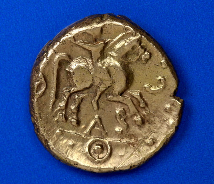 Catuvellauni Tasciovanos 25BC - AD10 Gold Stater Tasciovanos Warrior, rare 