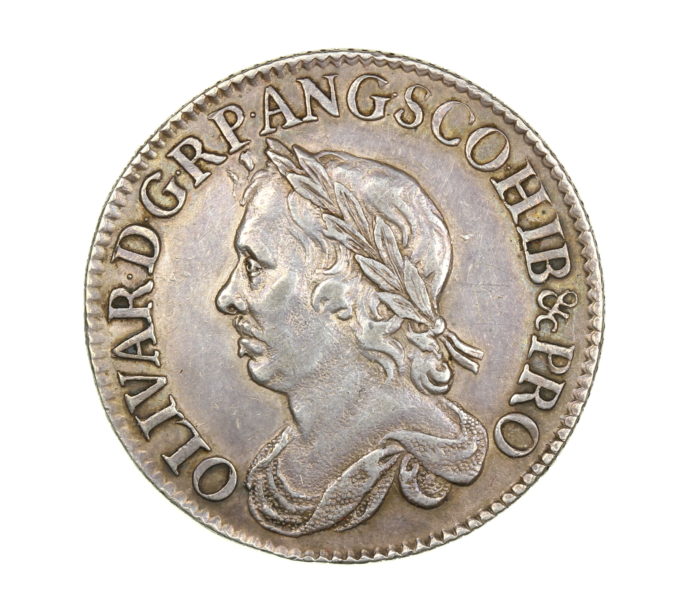 Oliver Cromwell AD 1655-1658 Silver Shilling AD 1658 High Grade