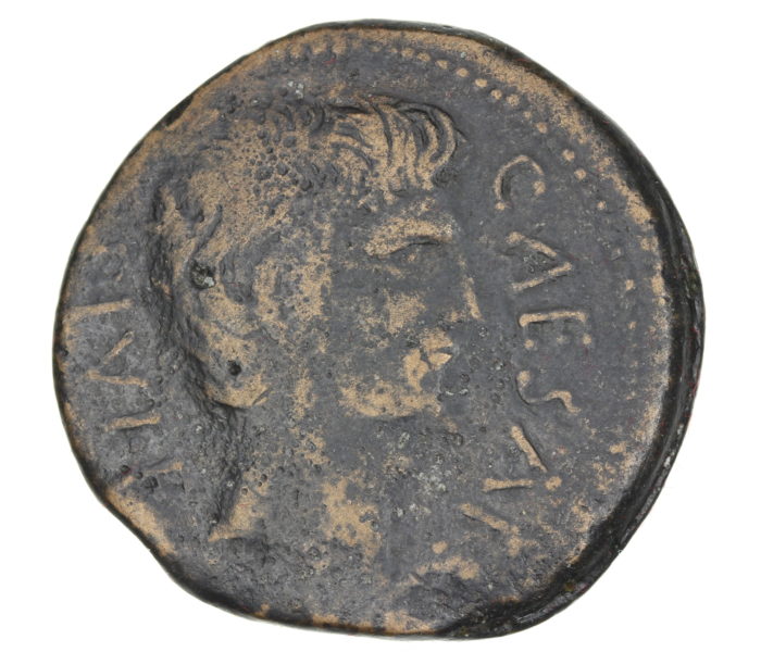 Octavian 38BC Bronze Sestertius Bust of Julius Caesar
