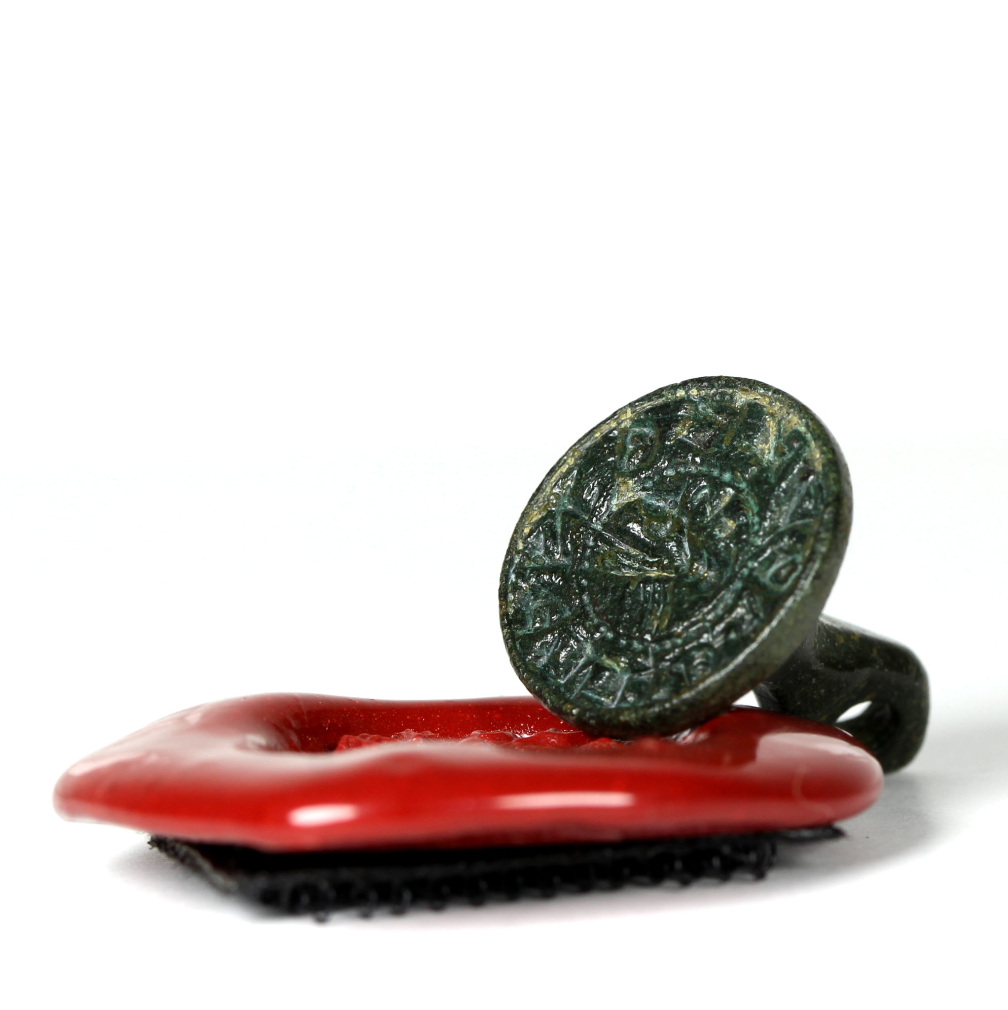 Medieval Bronze Seal Matrix - Clasped Hands 'TENET LA FOY' (From a ...