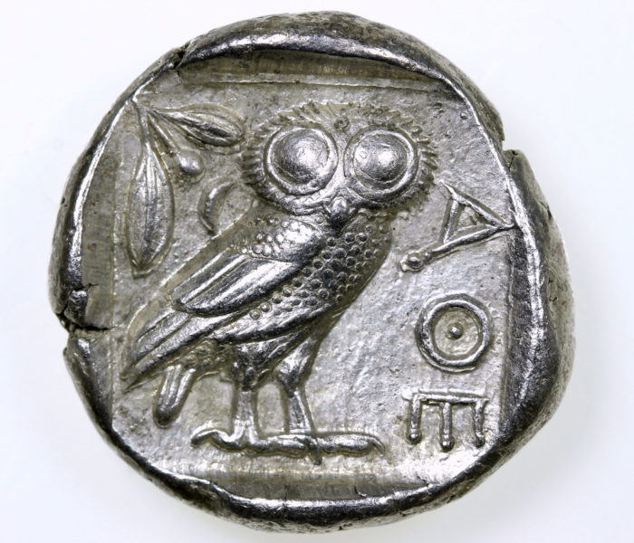Attica Athens Silver Tetradrachm 454-404 BC Head of Athena right / Owl