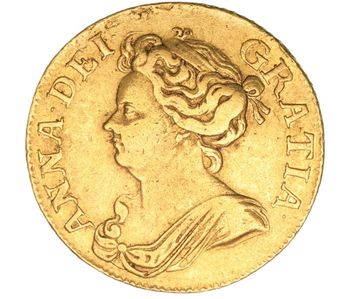 Anne AD 1702-1714 Gold Guinea 3rd bust AD 1710