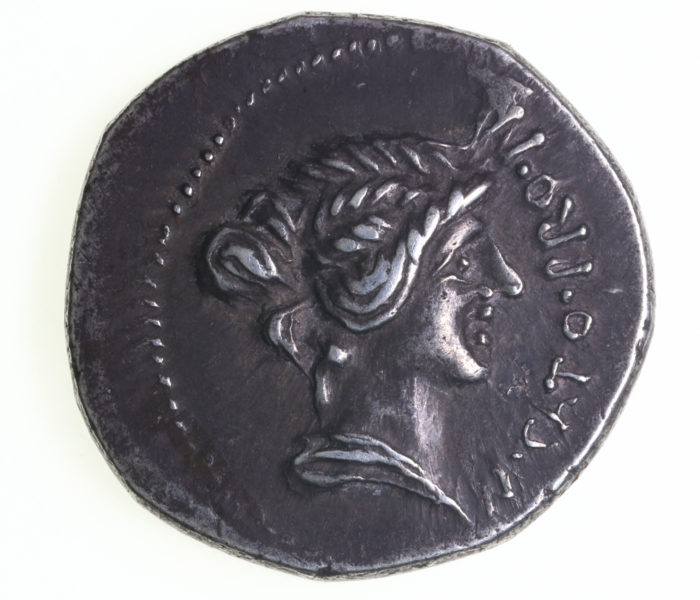 M. Porcius Cato Silver Denarius 47-46 BC Utica