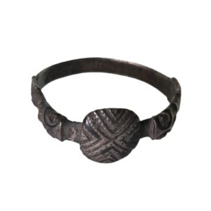 Early Medieval Silver & Niello inlaid Finger Ring 12th-13th Century AD