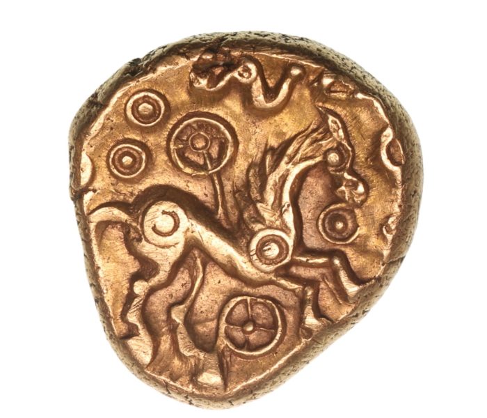 Trinovantes Late 1st Century BC Gold Stater Middle Whaddon Chase Pole Wheel Type *Extremely Rare*