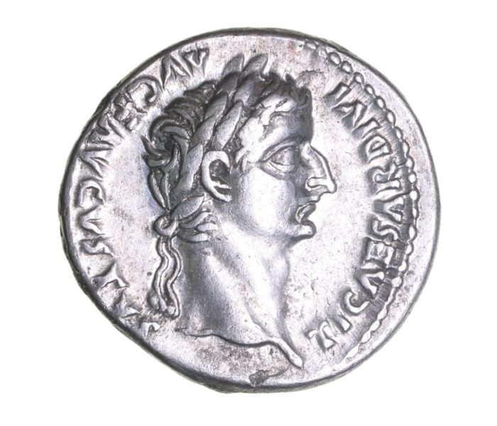 Tiberius AD 14-37 Silver Denarius Tribute Penny Lyon *ex Helmingham hoard*