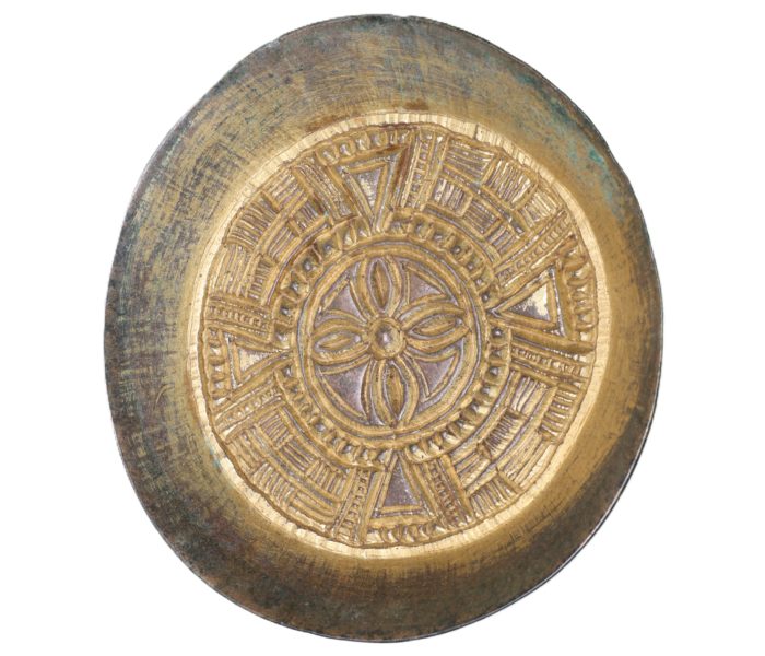 Anglo Saxon Pair of Large Gold Gilded Chip Carved Saucer Brooches 6th-7th Century AD