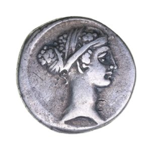 Roman Republic T. Carisius 46 BC Silver Denarius