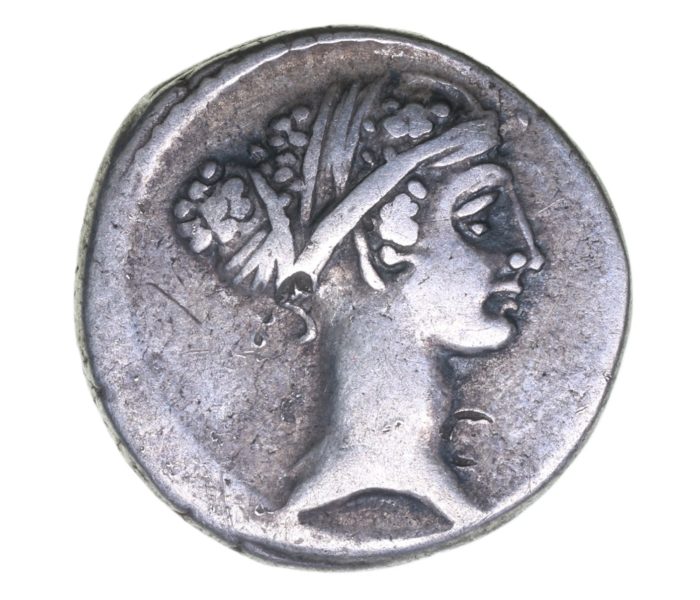 Roman Republic T. Carisius 46 BC Silver Denarius