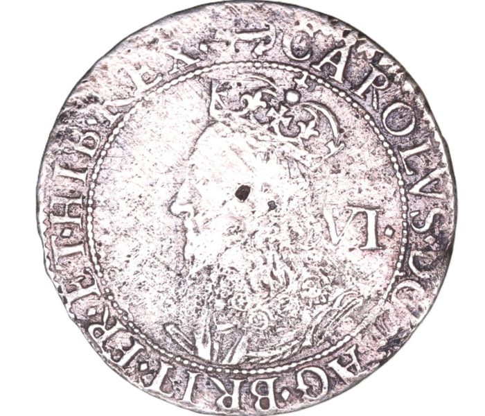 Charles I AD 1625-1649 Silver Sixpence Nicholas Briots 2nd Milled issue