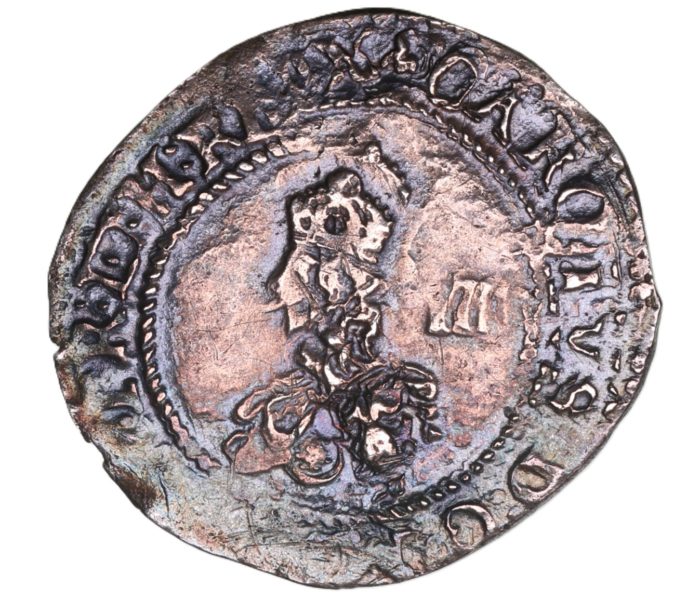 Charles I AD 1625-1649 Silver Threepence Oxford AD 1644 English Civil War