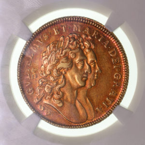 William & Mary AD 1689-1694 Gold Two Guineas *NGC graded AU58*