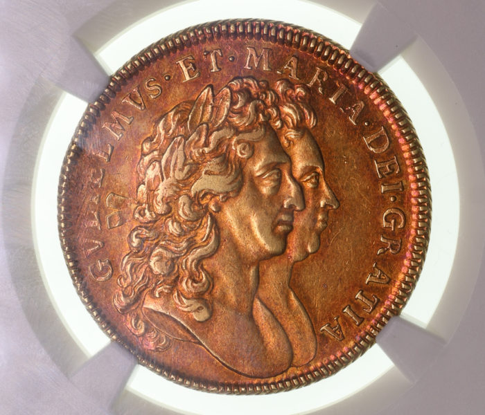 William & Mary AD 1689-1694 Gold Two Guineas *NGC graded AU58*