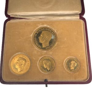 George VI AD 1937 Proof Set Five pounds to Half-sovereign (4 coins) FDC