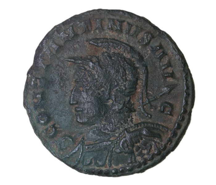Constantine I AD 307-337 Bronze Follis London Wolf and twins on shield  *Excessively Rare*