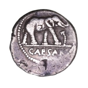 Roman Imperatorial Julius Caesar 49 BC Silver Denarius