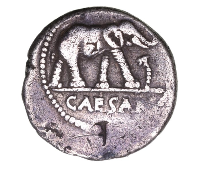 Roman Imperatorial Julius Caesar 49 BC Silver Denarius