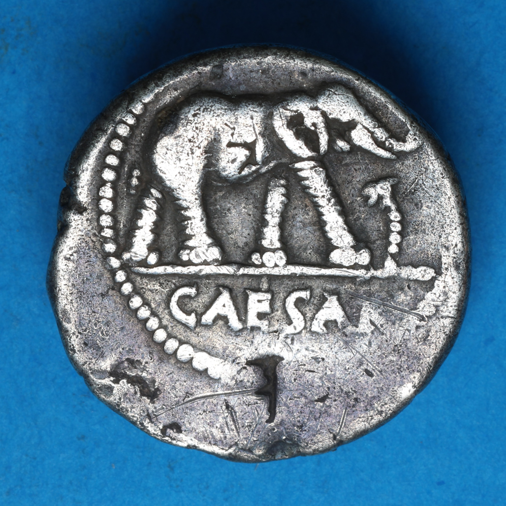 Roman Imperatorial Julius Caesar 49 BC Silver Denarius - Image 3