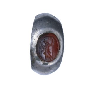 Roman Silver Finger Ring with Carnelion Stone 2nd/3rd Century AD