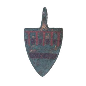 Medieval Bronze Heraldic Enamelled Pendant 13th/14th Century AD