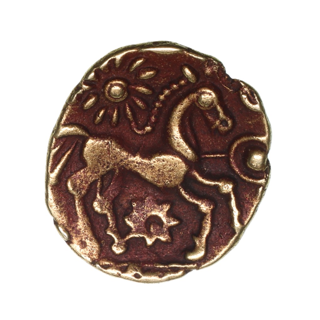 Regini & Atrebates Late 1st Century BC Gold Quarter Stater Bognor Cogwheel
