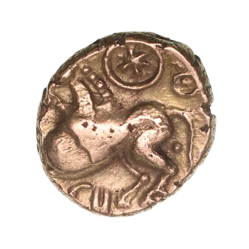 Cantiaci Vosenos 10 BC-AD 5 Gold Quarter Stater Star Horse *Extremely rare*