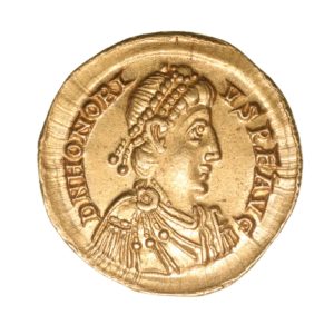 Honorius AD 393-423 Gold Solidus Milan