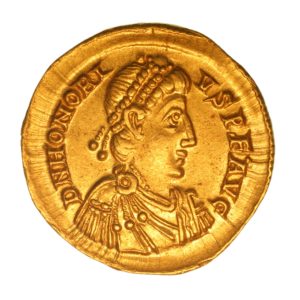 Honorius AD 393-423 Gold Solidus Milan