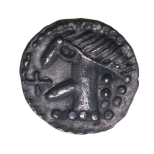 Anglo Saxon Continental Issues 695-740AD Silver Sceat, Interlace Cross type (Maastricht type) Rare