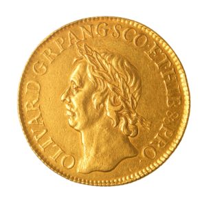 Oliver Cromwell AD 1653-1658 Gold Broad AD 1656