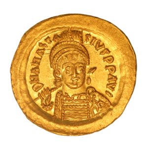 Byzantine Anastasius AD 491-518 Gold Solidus Constantinople