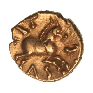Catuvellauni Tasciovanos 25 BC - AD 10 Gold Quarter Stater *Rare*