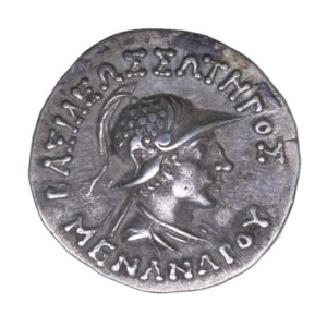 Bactria Menander I 165-130 BC Silver Drachm