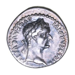 Tiberius AD 14-37 Silver Denarius Tribute Penny Lyon