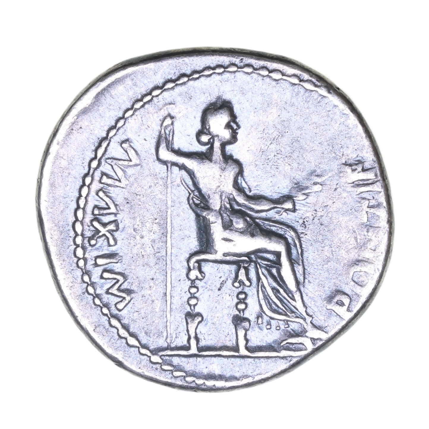 Tiberius AD 14-37 Silver Denarius Tribute Penny Lyon - Image 2