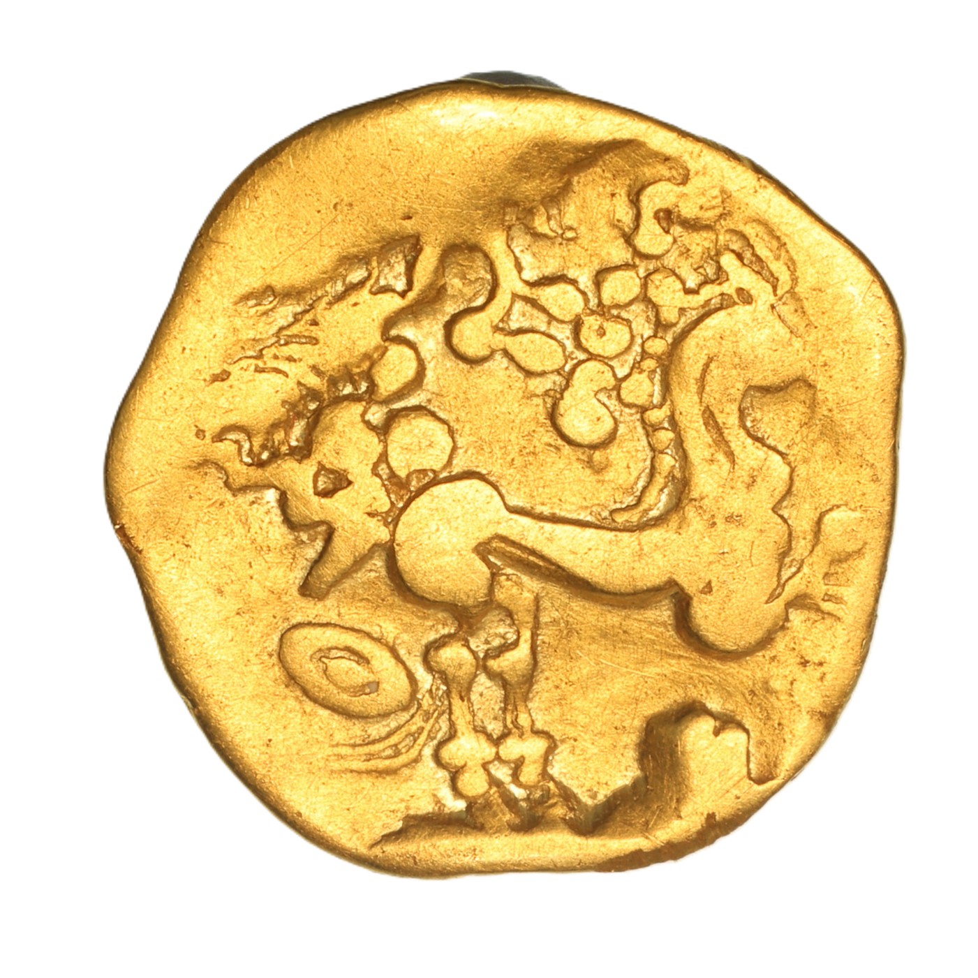 Gallo Belgic Ambiani 2nd Century BC Broad Flan Gold Quarter Stater *Rare* - Image 2