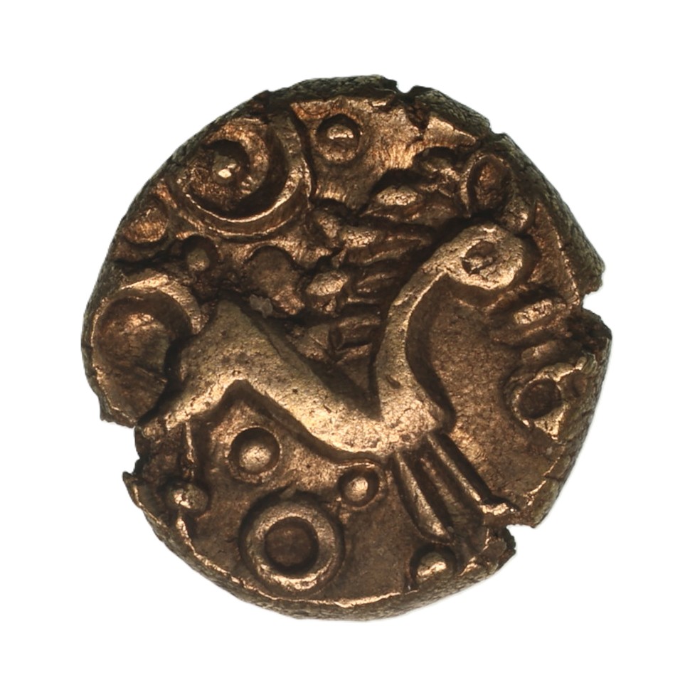 Belgae 1st Century BC Winchester Cross Wreath Gold Quarter Stater *Excessively Rare*