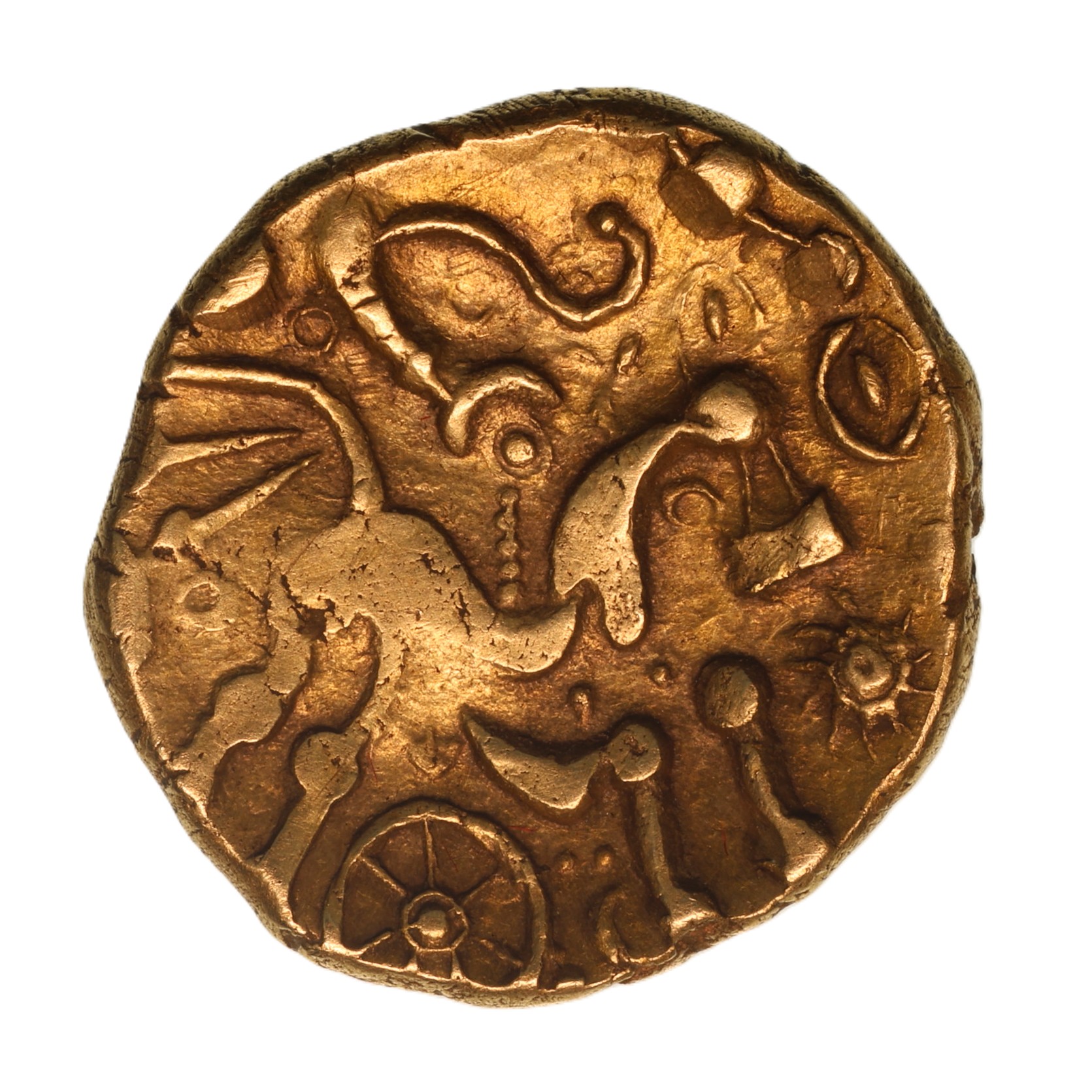 Regini & Atrebates/Belgae 1st Century BC Selsey Rings (varient) Gold Stater *Excessively Rare*