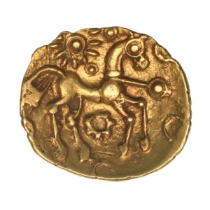 Regini & Atrebates 1st Century BC Bognor Cogwheel No Mane Type Gold Quarter Stater *Very Rare*